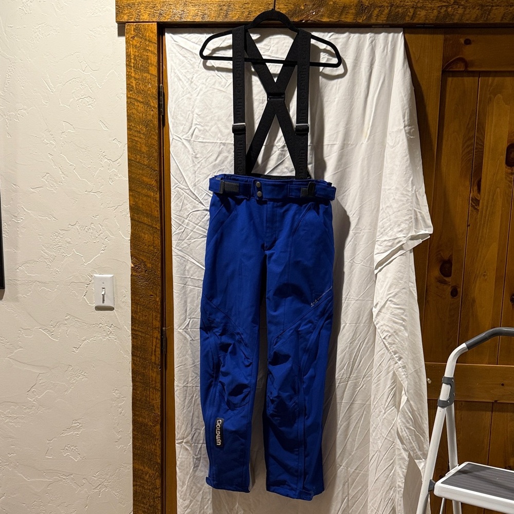 Goldwin M Men's Blue 4x4 ski  Pants with Suspenders